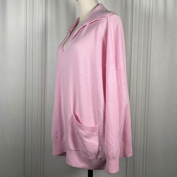 Minnie‎ Rose Light Pink 100% Cashmere Collared V Neck Tight Knit Sweater Size 2X - Picture 8 of 16